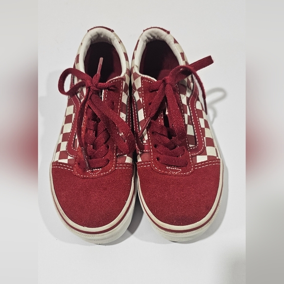 Vans Kids Size 13 Boy Girl Red Checkered Suede Sneakers - Picture 2 of 11